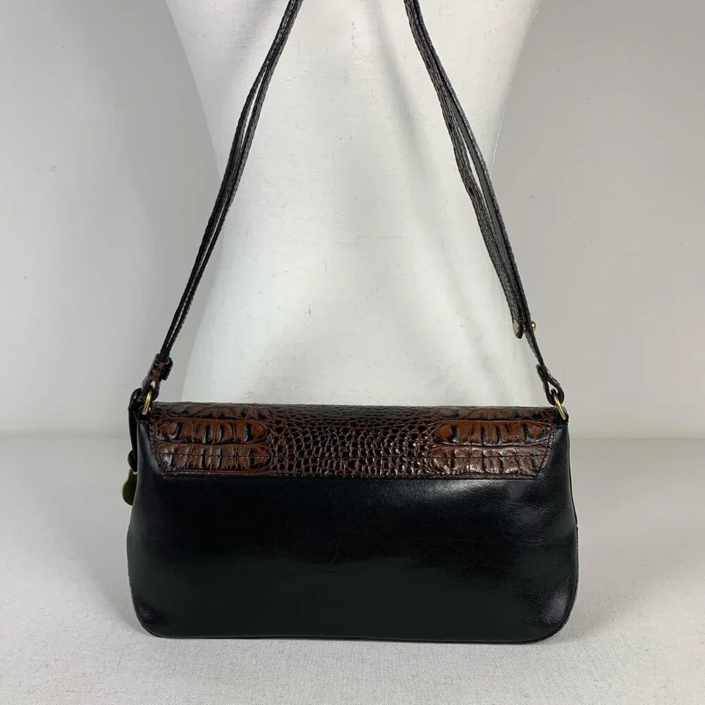 Brahmin Elegant Brown & Black Leather Crossbody Bag - Picture 2 of 8